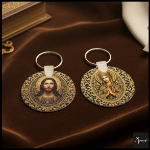 Porte-clés Icône sacrée dorée - Jésus