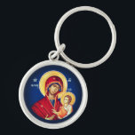 Porte-clés Icônes orthodoxes byzantines chrétiennes : Vierge<br><div class="desc">Une icône religieuse grecque orthodoxe dans l'école byzantine d'iconographie chrétienne. La Vierge Marie tenant le bébé Jésus. Cette version particulière ο de Marie est le "gorgoepikoos",  c'est-à-dire celui qui écoute et répond rapidement.</div>