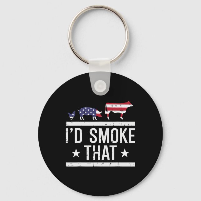 Porte-clés Id Grill That Chicken Pig Cow Us Drapeau Bbq Barbe (Recto)