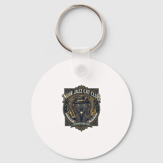 Porte-clés Idée cadeau pour papa chat de chat jazz noir - Noi (Recto)