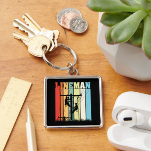 Porte-clés Idée cadeau vintage pour électricien en ligne rétr