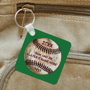 Porte-clés Idées de cadeaux de baseball verts personnalisés,
