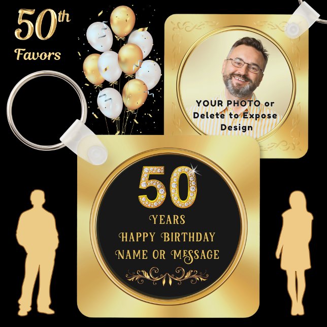 Porte-clés Idées de cadeaux pour les 50 ans, 50 ans (50th birthday personalized party favors. Golden birthday party ideas. 50th birthday keychains, Adult)