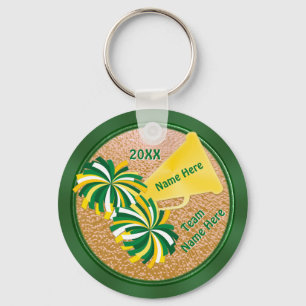 Porte-clés Idées de fêtes de cheerleaders Vert et Or Porte-cl