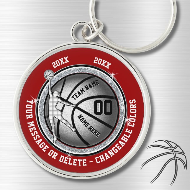 Porte-clés Idées nocturnes supérieures de basket-ball personn (Basketball gifts for girls. Basketball team gift ideas. Basketball gifts for seniors. Red, White.)