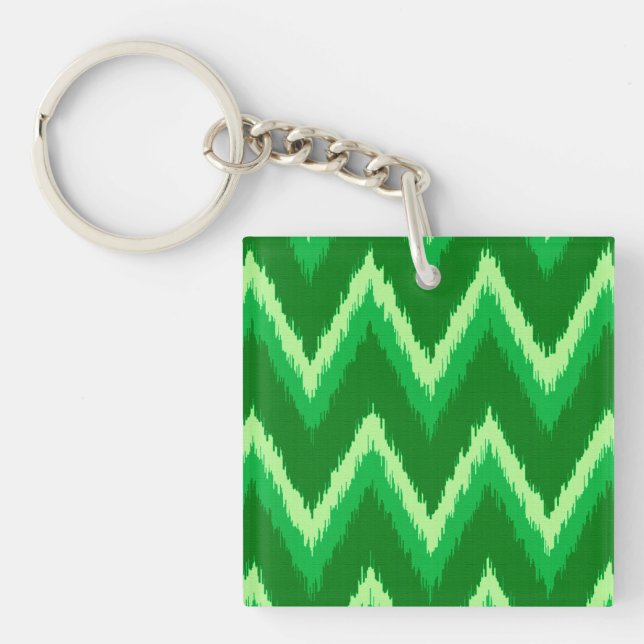 Porte-clés Ikat Chevron Stripes - Pin et Lime Green (Devant)