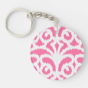 Porte-clés Ikat damask motif - Fluorescent rose