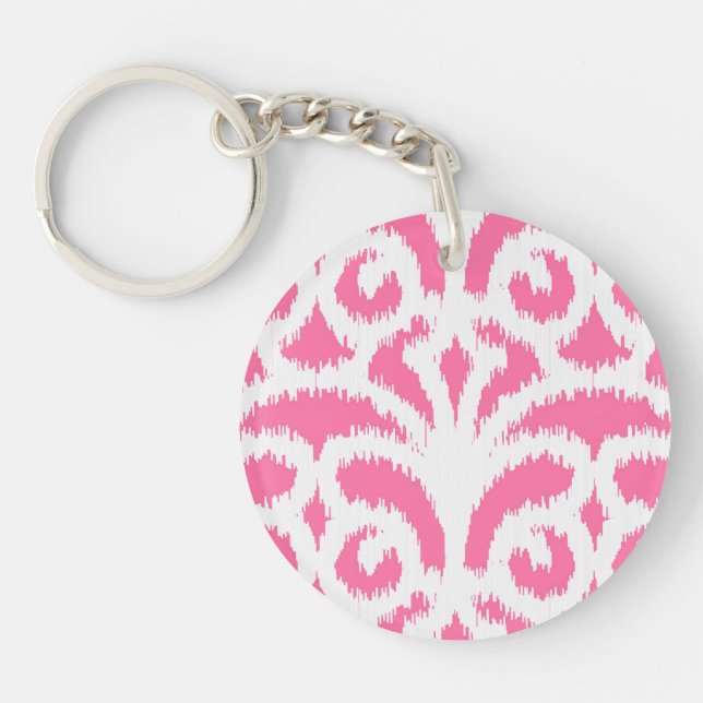 Porte-clés Ikat damask motif - Fluorescent rose (Devant)