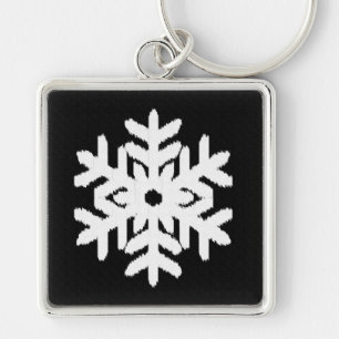 Porte-clés Ikat Snowflake - Black and white