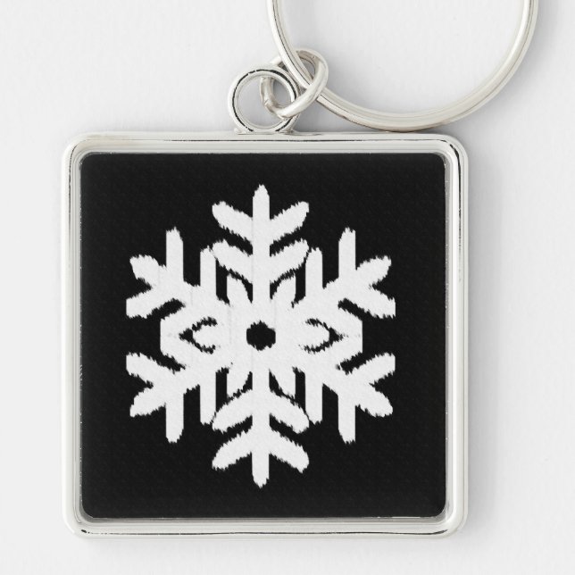 Porte-clés Ikat Snowflake - Black and white (Devant)
