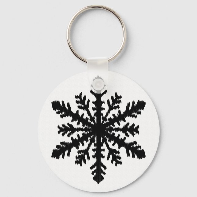 Porte-clés Ikat Snowflake - Blanc et noir (Recto)