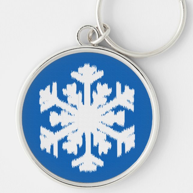 Porte-clés Ikat Snowflake - Cobalt bleu et blanc (Devant)