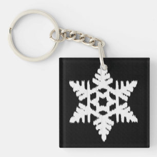 Porte-clés Ikat Snowflake - Noir et blanc
