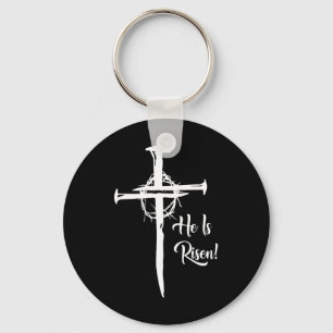 Porte-clés Il Est Ressuscité Croix Jésus Religieux Pâques Jou