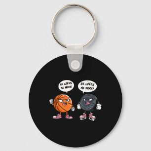 Porte-clés Il m'aime plus joueur de hockey sur skelet pour ho