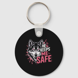 Porte-clés Il me garde en sécurité Loups Saint-Valentin Pour