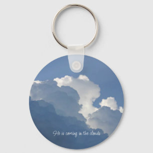 Porte-clés Il vient dans les nuages Citation chrétienne