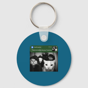 Porte-clés Il y a un mouvement à la porte d'entrée chat drôle