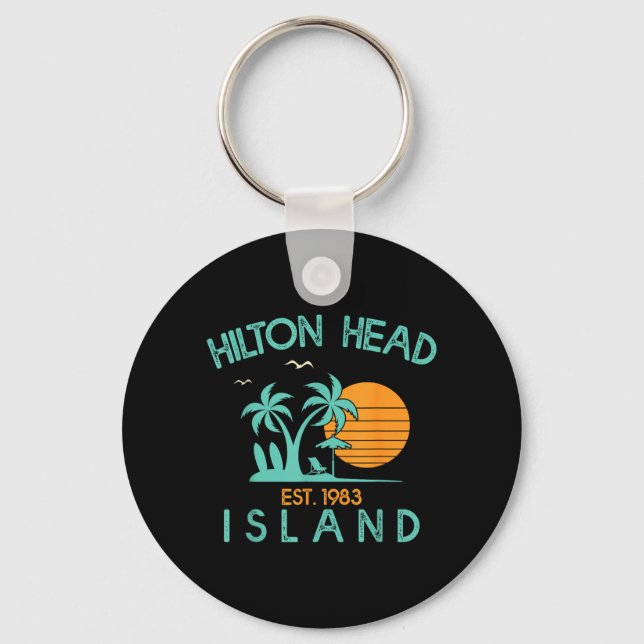 Porte-clés Île de Hilton Head Caroline du Sud Plage Tropicale (Recto)