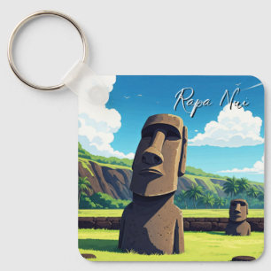 Porte-clés Île de Pâques Chili Moai Voyage