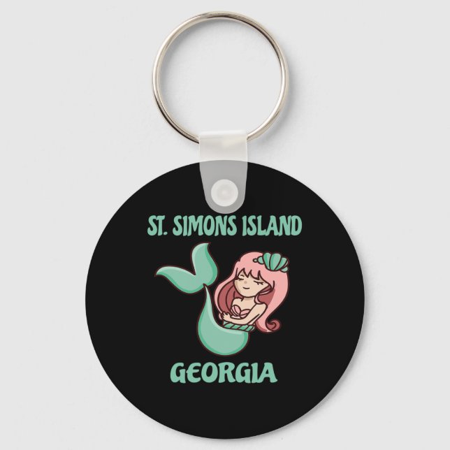 Porte-clés Île de St. Simons Thème de sirène mignonne  (Recto)