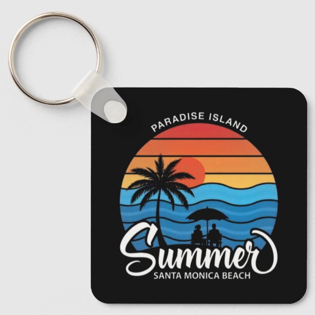 Porte-clés Île Paradis Plage Santa Monica-35307 (Recto)