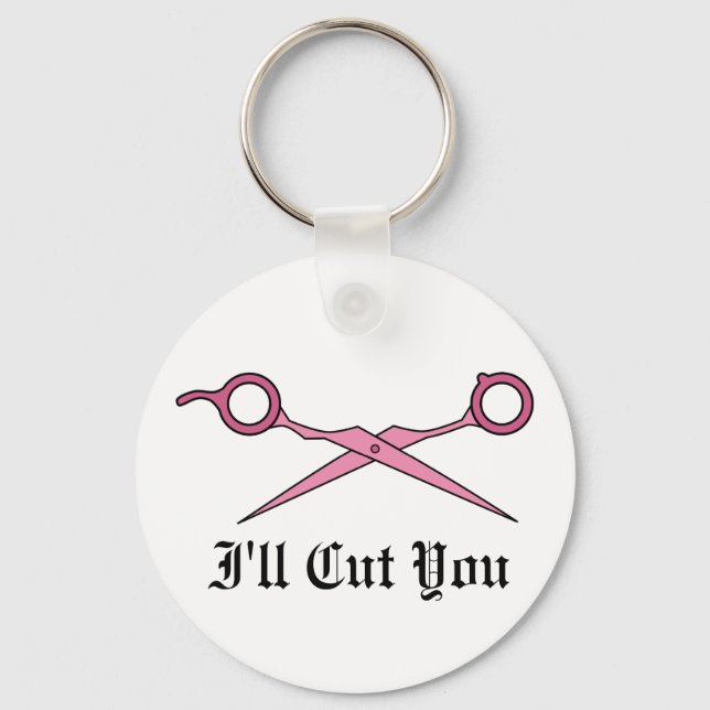 Porte-clés I'll Cut You (Pink Hair Cutting Scissors) (Recto)