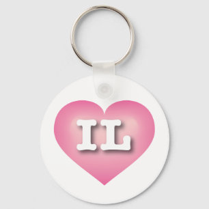 Porte-clés Illinois Pink Fade Heart - I love IL
