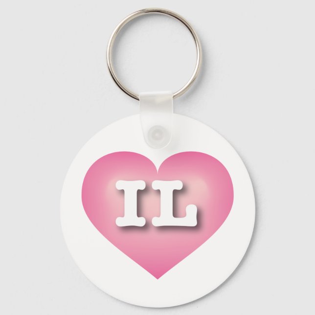 Porte-clés Illinois Pink Fade Heart - I love IL (Recto)