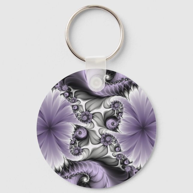 Porte-clés Illusion de lilas Art floral abstrait fractal Fant (Recto)