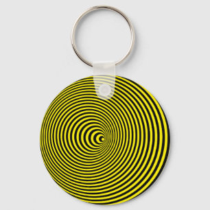 Porte-clés Illusion optique 3D Hypnotique Jaune
