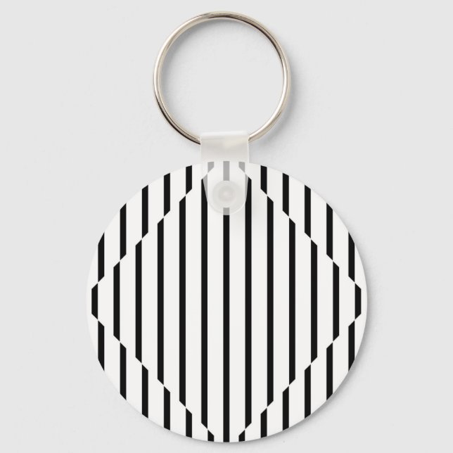 Porte-clés Illusion optique Lignes de diamant Carré noir blan (Recto)