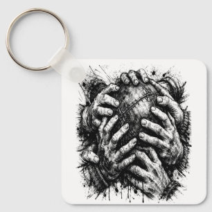 Porte-clés Illustration à l'encre d'art sombre des Orcades –