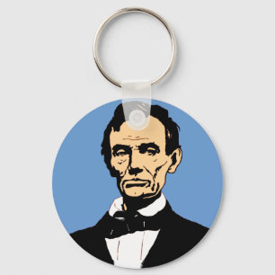 Porte-clés Illustration Abraham Lincoln sur le bleu