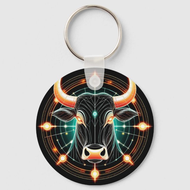 Porte-clés Illustration abstraite du Taureau lumineux (Recto)