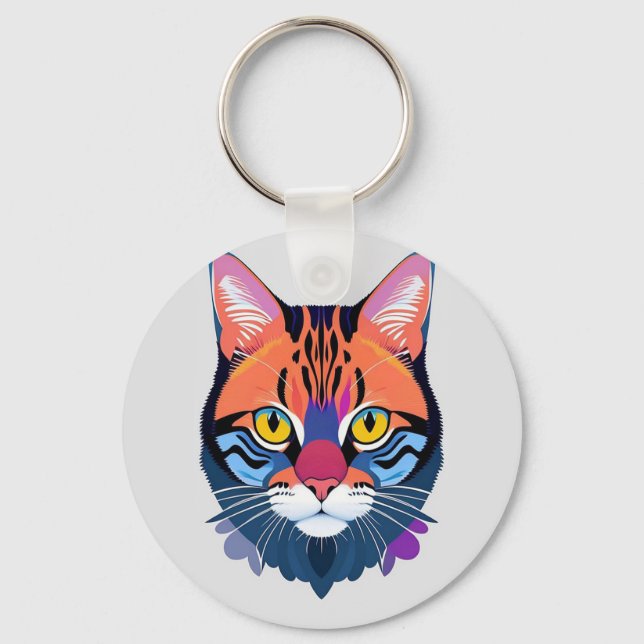 Porte-clés Illustration abstraite d'un visage de chat (Recto)