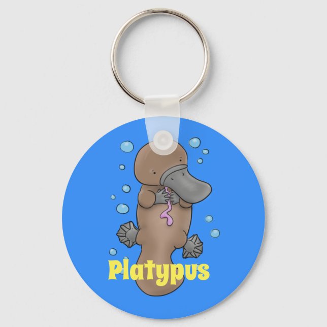 Porte-clés Illustration adorable de bébé platypus avec bulles (Recto)