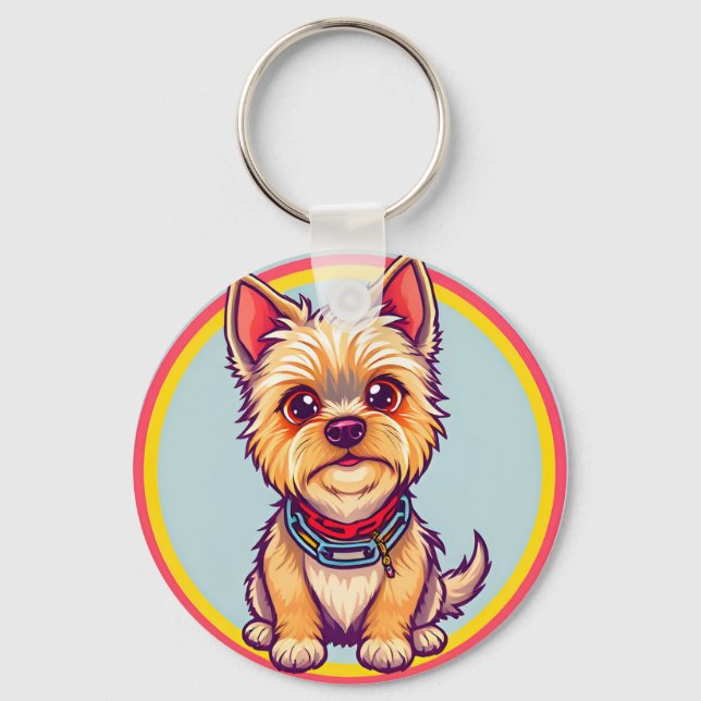 Porte-clés Illustration adorable de chien de dessin (Recto)