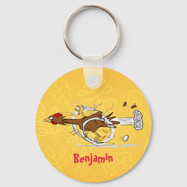 Porte-clés Illustration amusante de poulet cool (Recto)