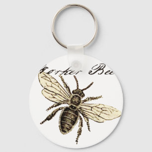 Porte-clés Illustration Antique d'Abeille Ouvrière Insecte Vi