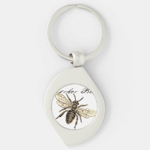 Porte-clés Illustration Antique d'Abeille Ouvrière Insecte Vi