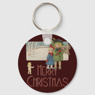 Porte-clés Illustration Antique Enfants Noël 1920