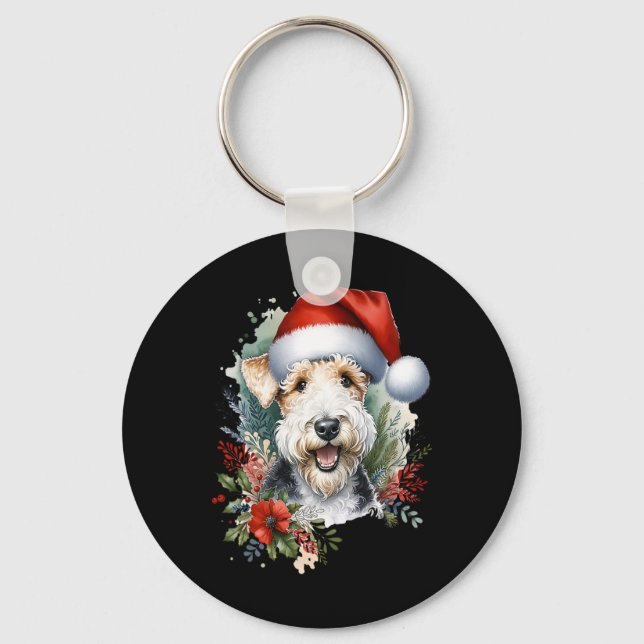 Porte-clés Illustration aquarelle de chien Wire Fox Terrier p (Recto)
