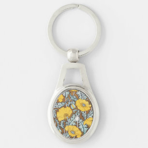 Porte-clés Illustration Art Nouveau Poppy Fleur Jaune