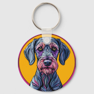 Porte-clés Illustration artistique colorée d'un chien sur Vi