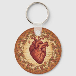 Porte-clés Illustration artistique de cœur anatomique floral