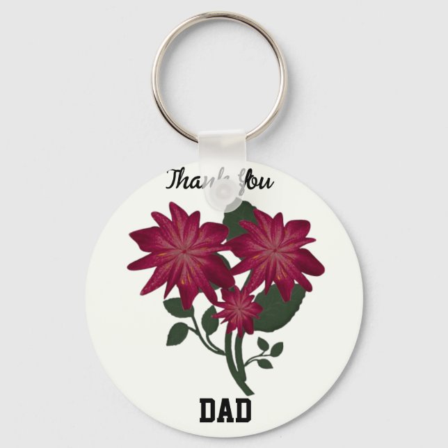 Porte-clés Illustration botanique florale rose profond élégan (Recto)