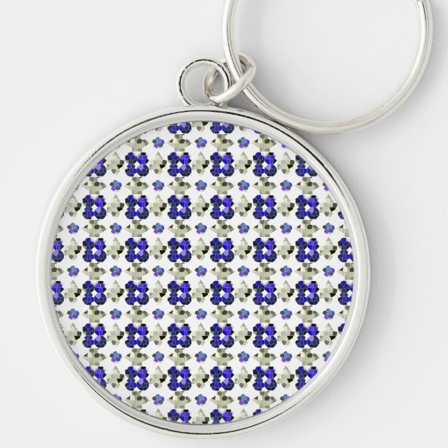 Porte-clés Illustration couleur Formes élégantes, Gris et Ble (Devant)