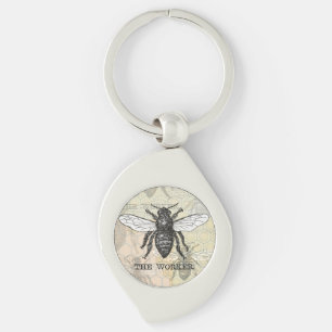 Porte-clés Illustration d'abeille ouvrière vintage