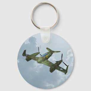 Porte-clés Illustration d'aviation militaire de vol de warbir